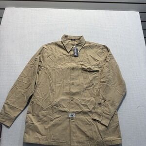 Coofandy Canvas Button Down Shirt Mens Sz M Brown New Without Tags